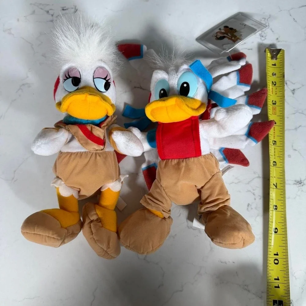 Disney Frontierland Donald Daisy Duck Bean Bag Plush Pair NWT